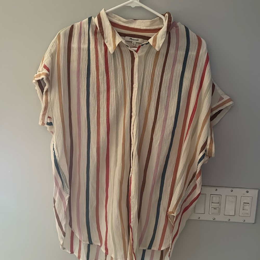 Madewell Cap-Sleeve Short Sleeve Button-Down